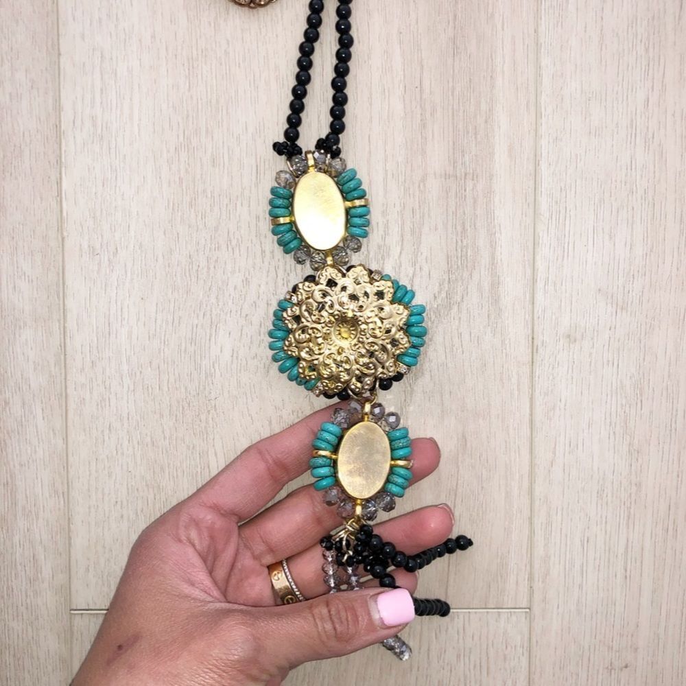 Turquoise tussle long necklace - Picture 10 of 10